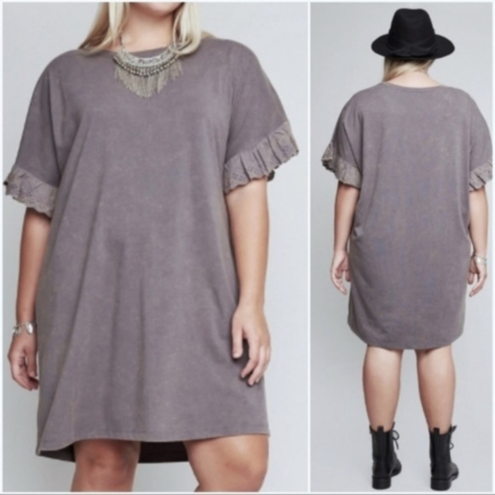 julie // lace ruffle sleeve plus size tunic dress